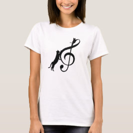 Chat Noir Drôle Note Musique T Shirt