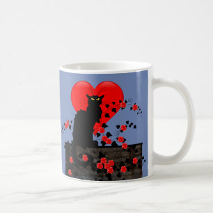 Chat Noir med röda rosor Kaffemugg