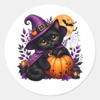 Chat Noir Sorcier Halloween Kawaii – Chaton, Citro Runt Klistermärke