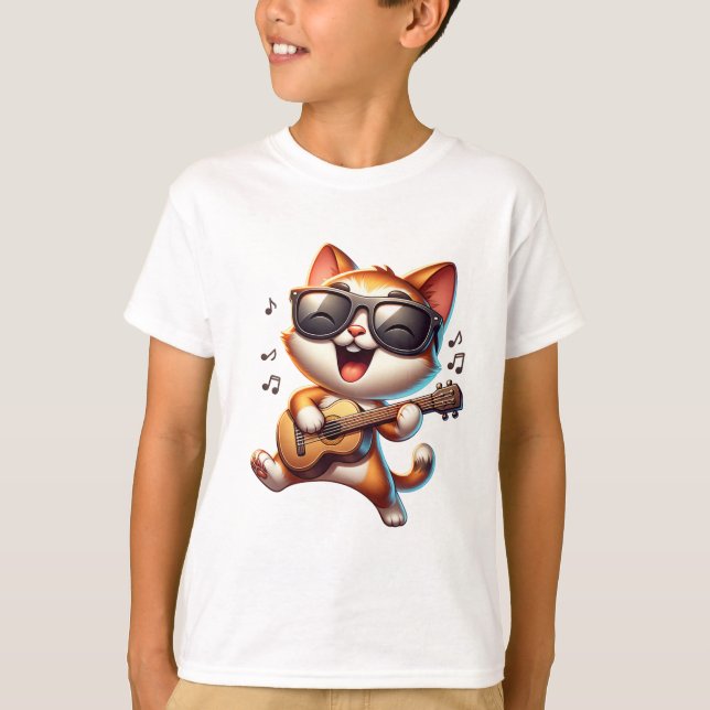 Chat qui joue de la guitare t shirt (Framsida)