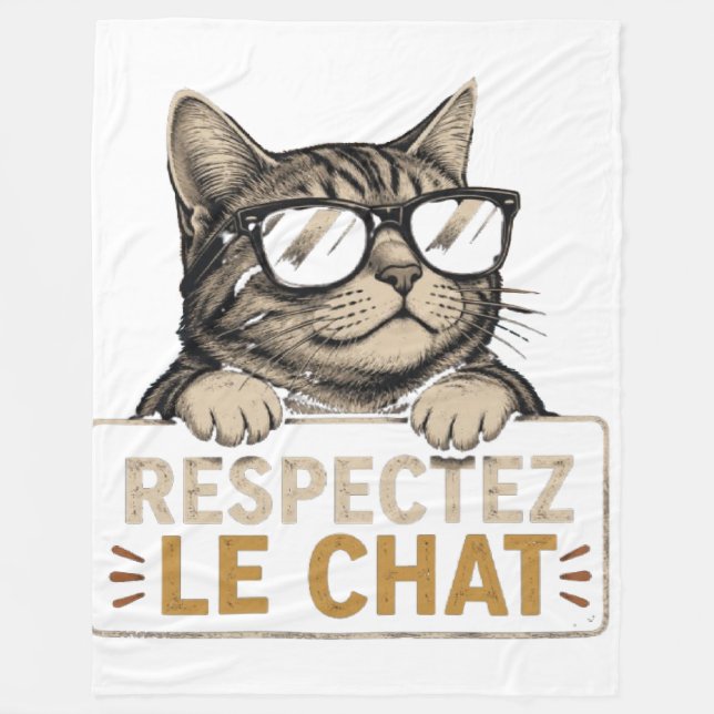 Chat Vectoriel Cool avec Lunettes de Soleil – fun Fleecefilt (Framsidan)