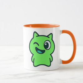 Chat vert clair cartoon fun et rigolo. mugg