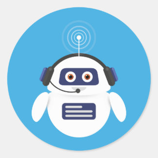 Chatbot - Robot with headphones and microphone for Runt Klistermärke