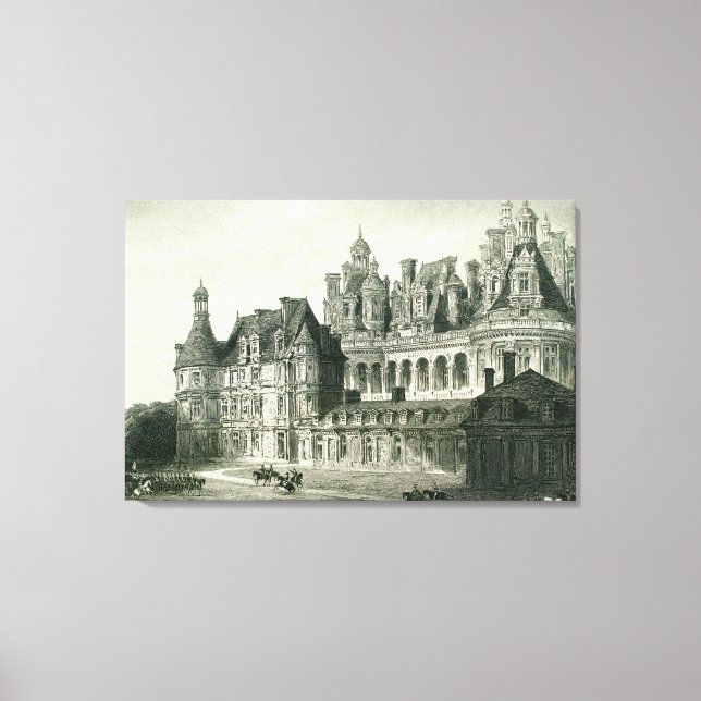 Chateau Chambord Historic Engrave Thomas Allom Canvastryck (Framsida)