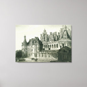 Chateau Chambord historiska inrista Thomas Allom Canvastryck