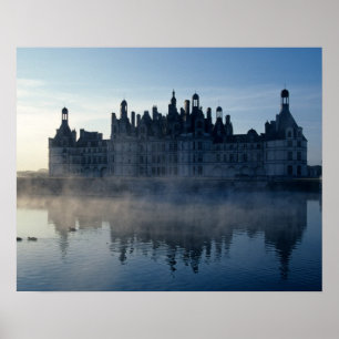 Chateau Chambord i gryningen, Loir-et-Cher, Loire Poster