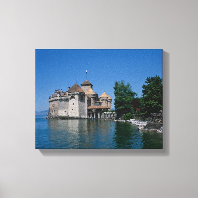 Chateau Chillon, Genèvesjön, Vaud kanton, Canvastryck (Framsida)