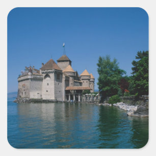 Chateau Chillon, Genèvesjön, Vaud kanton, Fyrkantigt Klistermärke