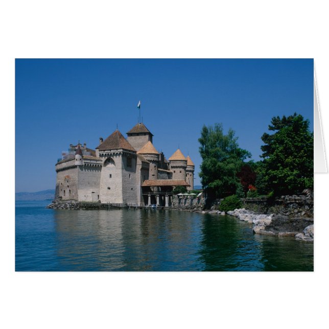 Chateau Chillon, Genèvesjön, Vaud kanton, Hälsningskort (Framsidan Horizontal)