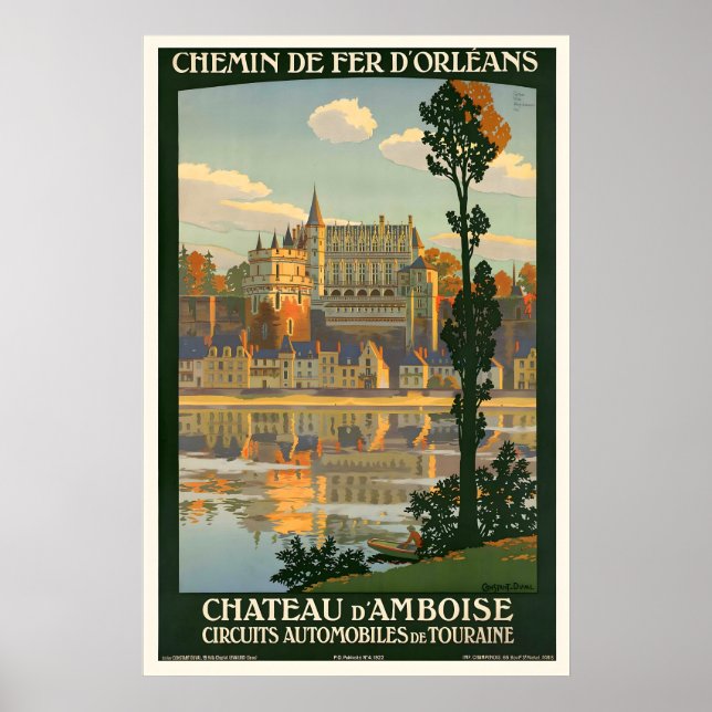 Château d'Amboise Frankrike Vintage Resa Affisch (Framsidan)