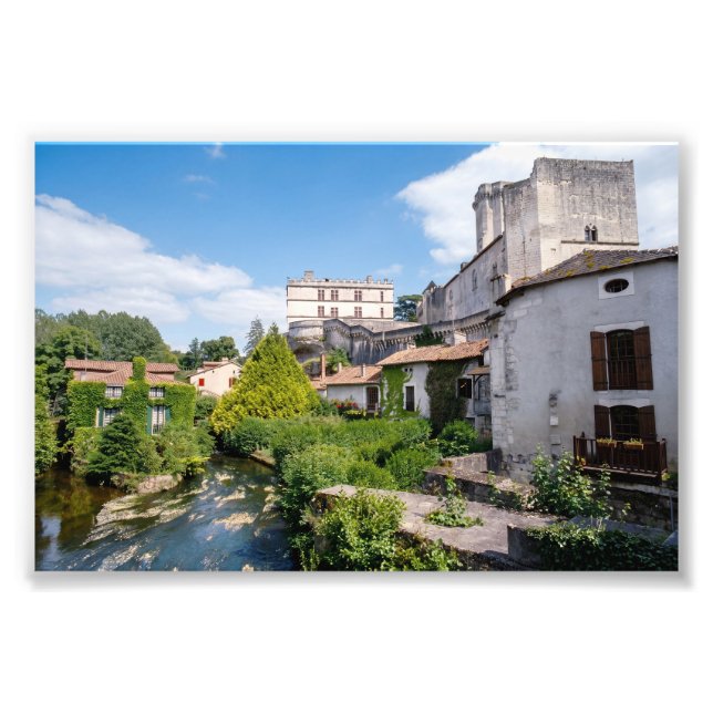 Château de Bourdeilles och Dronnefloden, Dordogne Fototryck (Framsidan)