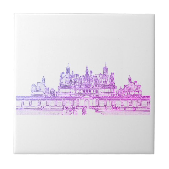 Château de Chambord Architecture Frankrike Sketch Kakelplatta (Framsidan)