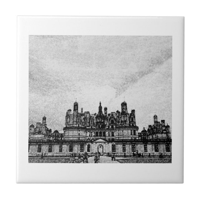 Château de Chambord Architecture Frankrike Sketch Kakelplatta (Framsidan)