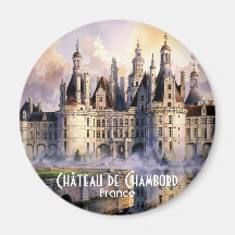 Chateau de Chambord Loire Frankrike Akvarell Slott