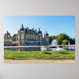 Chateau de Chantilly, fontän och två svanar Poster