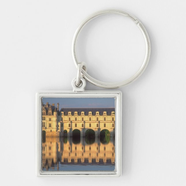 Château de Chenonceau, floden Cher, Loir-et-Cher, Fyrkantig Silverfärgad Nyckelring (Framsidan)