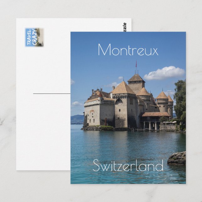 Chateau de Chillon i Montreux, Schweiz Vykort (Fram/baksida)