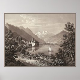 Chateau de Chillon, Sjö Genève, Schweiz Poster