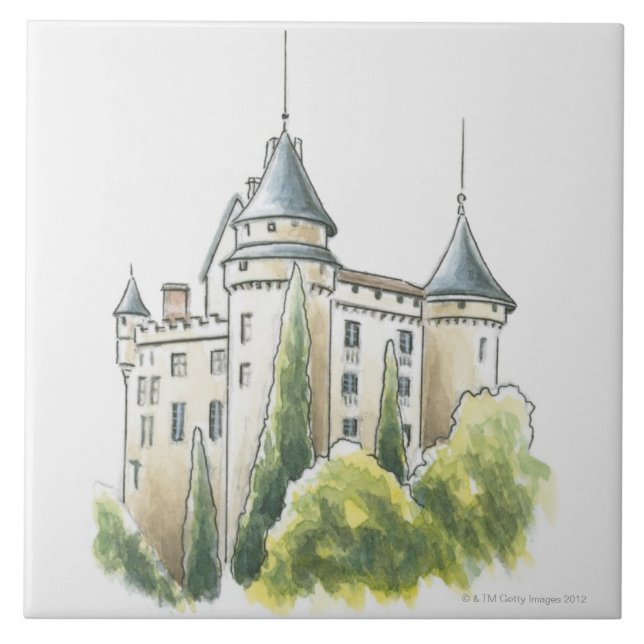 Chateau de Mercues, frankrike Kakelplatta (Framsidan)