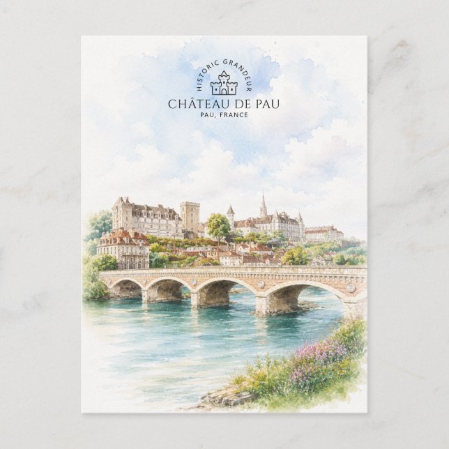 Château de Pau Slott och Bro – Frankrike Vykort (Framsida)