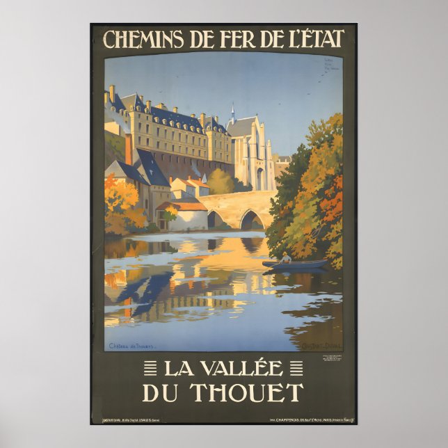 Chateau de Thouars Thouet Valley Frankrike Vintage Poster (Framsidan)