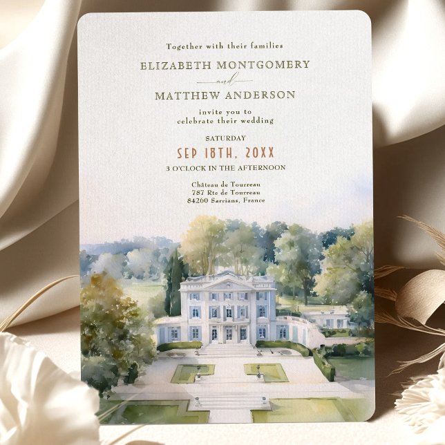 Chateau de Tourreau Provence Garden Wedding Inbjudningar (Skapare uppladdad)