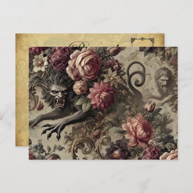 Château des Loups - Gothic Baroque Werevarg Helg Vykort (Fram/baksida)