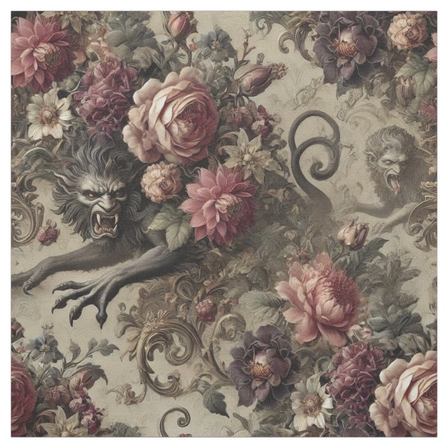 Château des Loups - Gothic Påstående Tile Tyg (Provkarta)