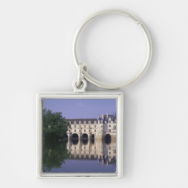 Chateau du Chenonceau, Loire-dalen, Fyrkantig Silverfärgad Nyckelring (Framsidan)