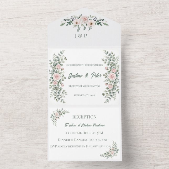 Chateau Frontenac Blush & Sage All-in-One-inbjudan (Insida)