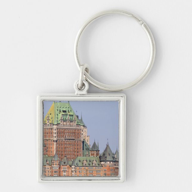 Chateau Frontenac i Québec, Kanada. Fyrkantig Silverfärgad Nyckelring (Framsidan)