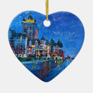 Château Frontenac Quebec Kanada vid natt Julgransprydnad Keramik