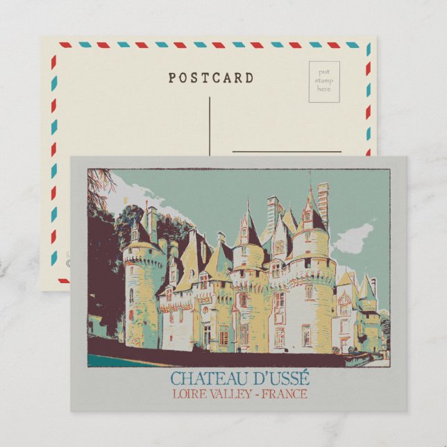 Château of Ussé i Loire valley, Frankrike Vykort (Fram/baksida)