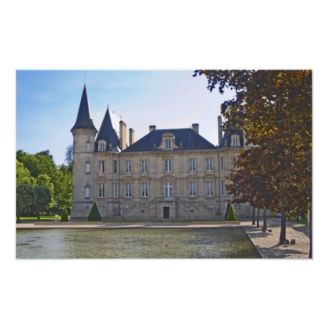 Chateau Pichon Longueville Baron och damm Fototryck (Framsidan)