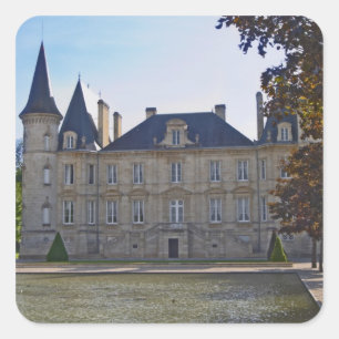 Chateau Pichon Longueville Baron och damm Fyrkantigt Klistermärke