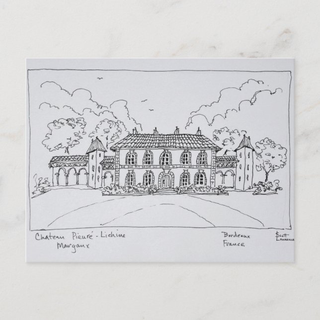 Chateau Prieure-Lichine, Margaux, Bordeaux Vykort (Framsida)