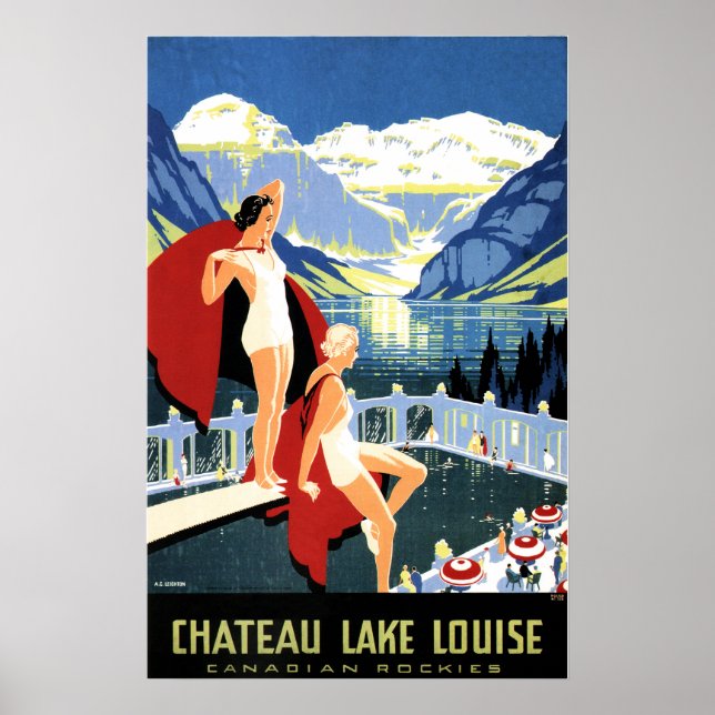 CHATEAU SJÖ LOUISE Women Canadian Rockies Travel Poster (Framsidan)