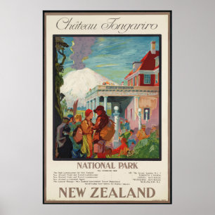 Chateau Tongariro New Zealand Vintage resor Poste Poster