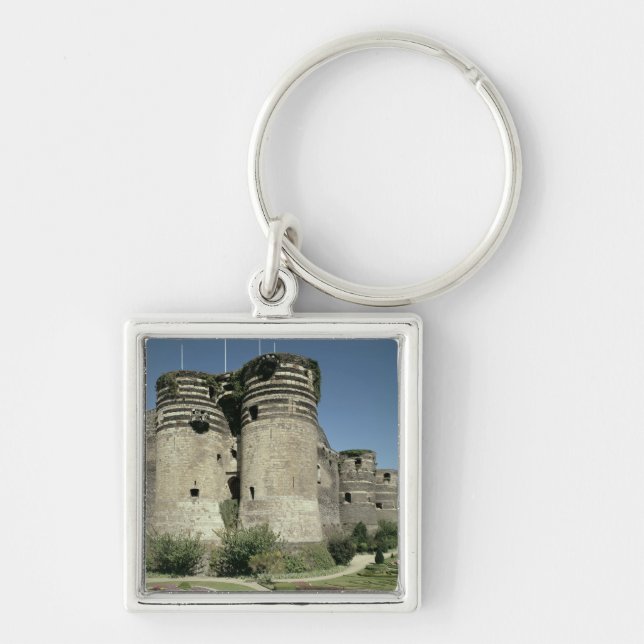 Chateaud'Angersna som avslutas 1238 Fyrkantig Silverfärgad Nyckelring (Framsidan)