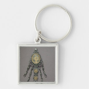 Chatelaine sent 18th århundrade fyrkantig silverfärgad nyckelring