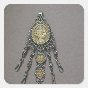 Chatelaine sent 18th århundrade fyrkantigt klistermärke