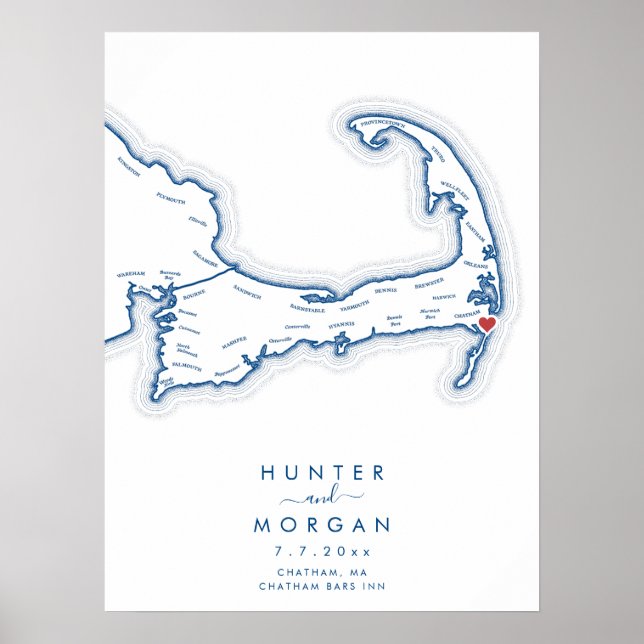 Chatham Bars Inn Bröllop Navy Gästboksposter Poster (Framsidan)
