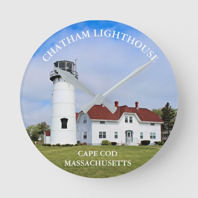 Chatham Lighthouse, Cape Cod Massachusetts Clock Rund Klocka (Framsida)