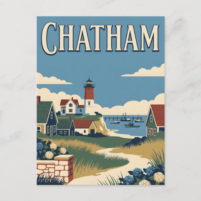 Chatham Massachusetts Cape Cod Vintage Affisch Vykort (Framsida)
