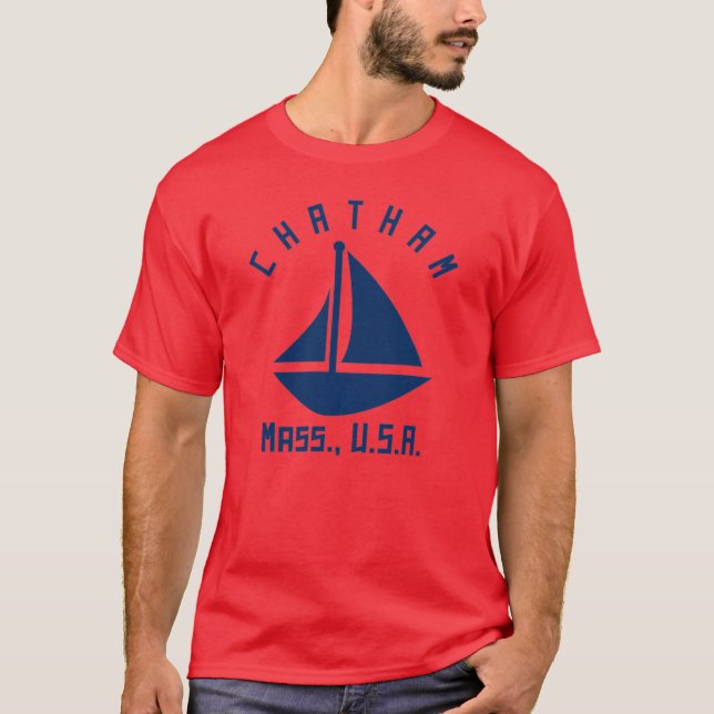 Chatham Massachusetts Sailing Boating Navy Blue Te T Shirt (Framsida)