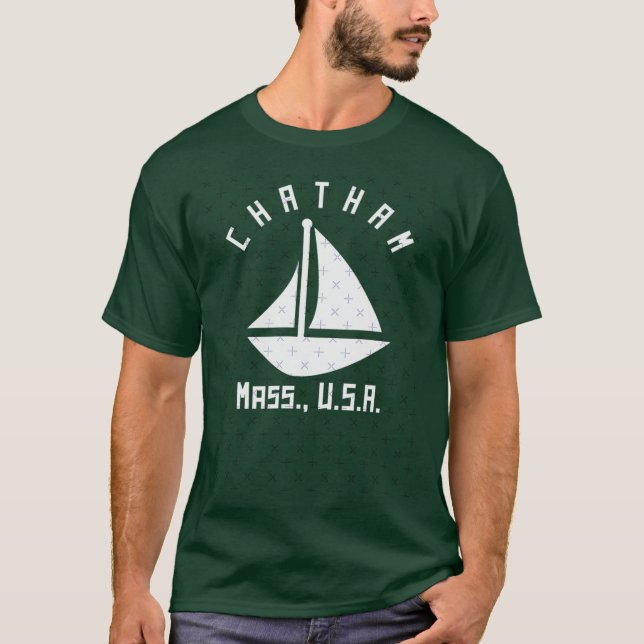 Chatham Massachusetts Sailing Boating White Text A T Shirt (Framsida)