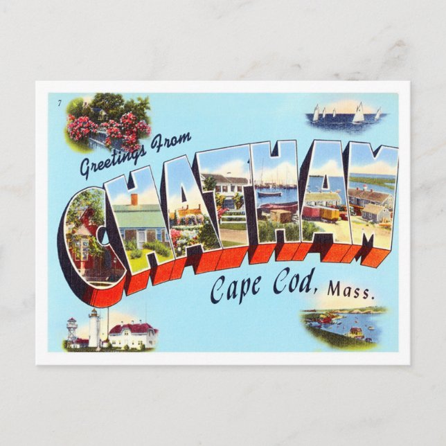 Chatham, Massachusetts Vintage Big Brev Vykort (Framsida)