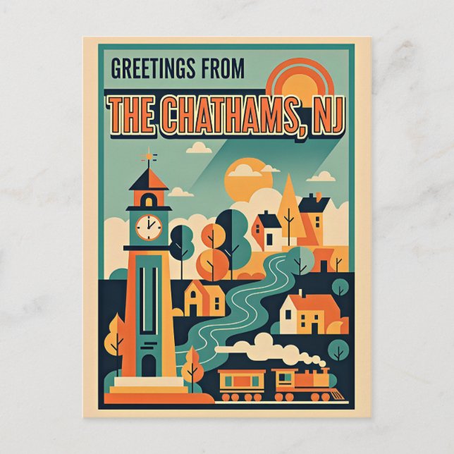 Chatham, New Jersey Retro Resor  1930-talet Vykort (Framsida)