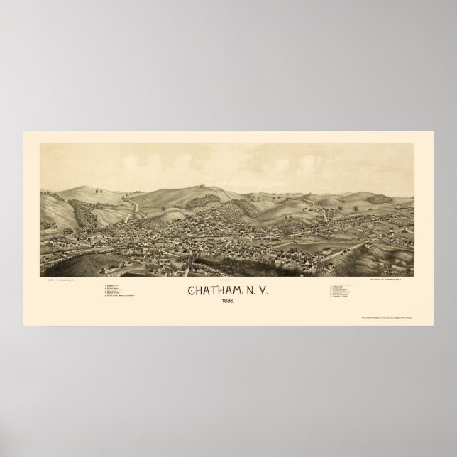 Chatham, NY Panoramic Karta - 1886 Poster (Framsidan)