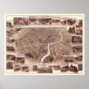Chatham, ON, Kanada Panoramic Karta - 1870 Poster